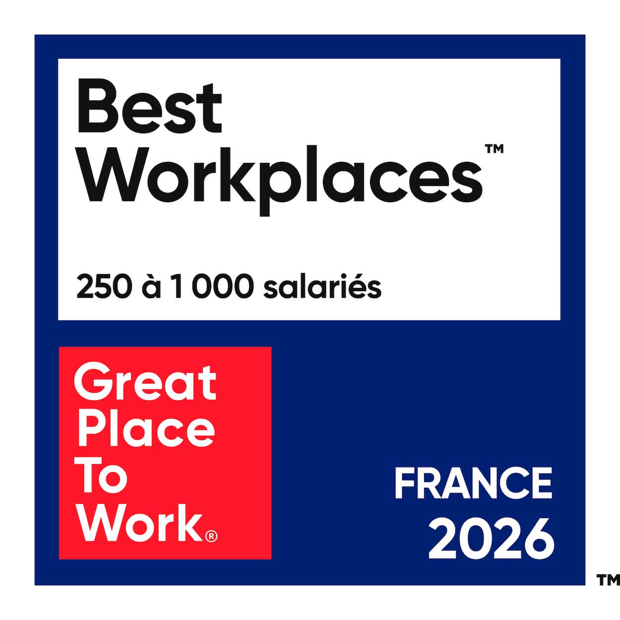 Best Workplaces (250 à 1000 salariés) - Best Workplaces 2026 - France 2026